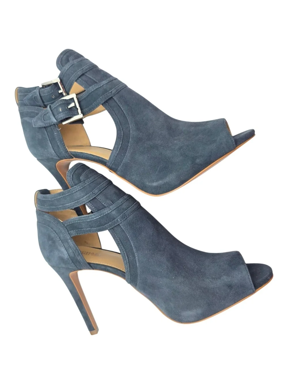Michael Kors Navy Suede Peep Toe Booties 9.5